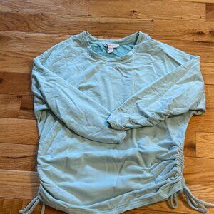 Athleta Lombard Cinched Ruched Turquoise Blue Athleisure Sweatshirt Womens sz M